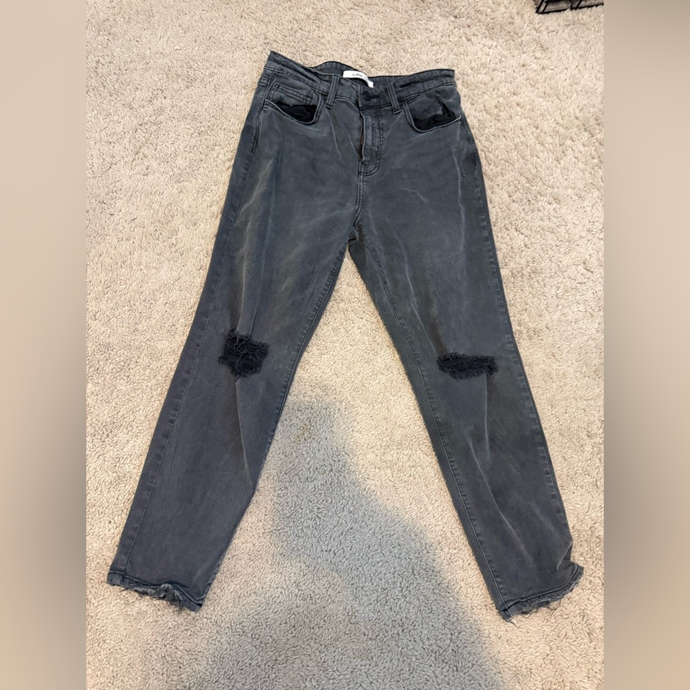 Trendy Charcoal Women's Cropped Mom Jeans